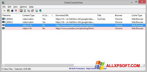 Screenshot VideoCacheView Windows XP