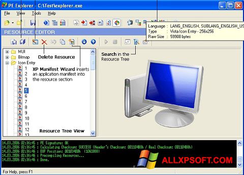 Screenshot PE Explorer Windows XP