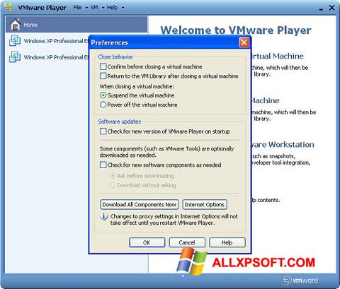Screenshot VMware Player Windows XP