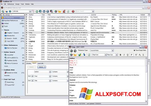 Screenshot EndNote Windows XP