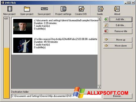 Screenshot DVD Flick Windows XP