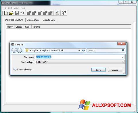 Screenshot SQLite Database Browser Windows XP