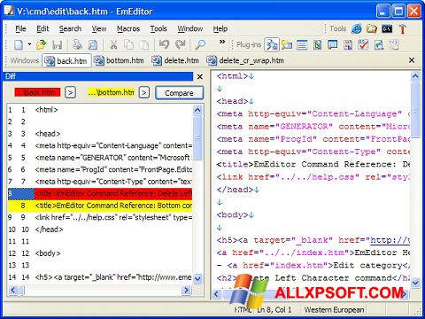 Screenshot EmEditor Windows XP