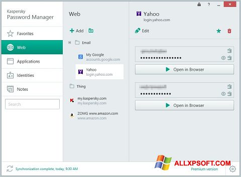 Screenshot Kaspersky Password Manager Windows XP