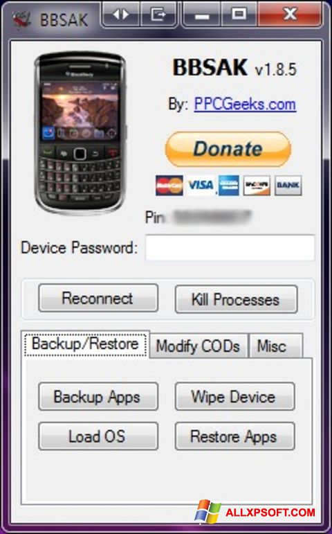 Screenshot BBSAK Windows XP