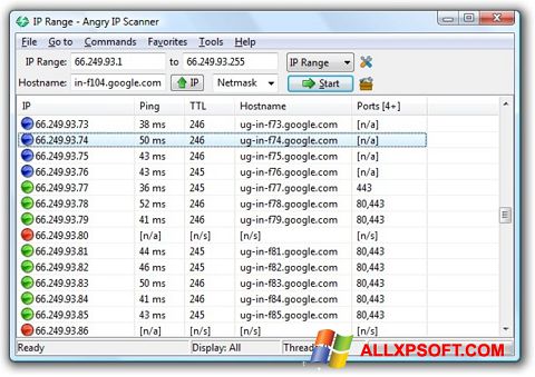Screenshot Angry IP Scanner Windows XP