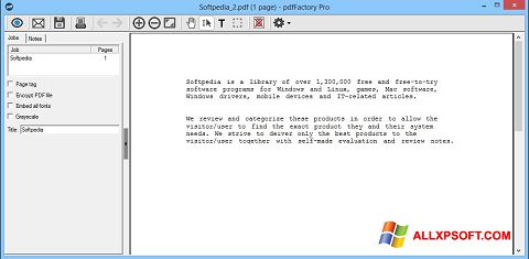 Screenshot pdfFactory Pro Windows XP