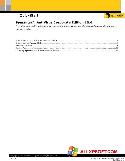 Screenshot Symantec Antivirus Corporate Edition Windows XP