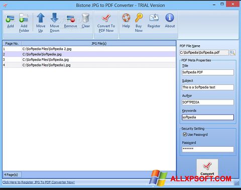 Screenshot Image To PDF Converter Windows XP