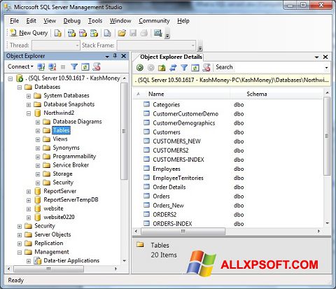 Screenshot Microsoft SQL Server Windows XP