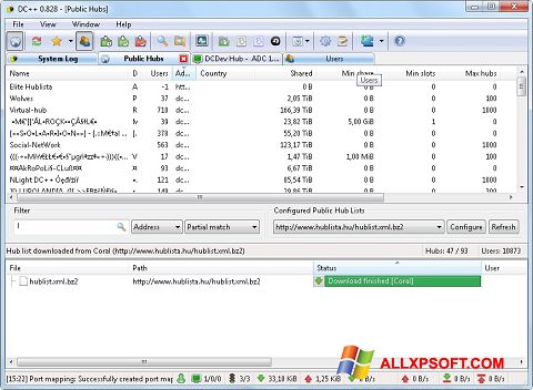 Screenshot DC++ Windows XP