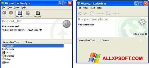 Screenshot Microsoft ActiveSync Windows XP