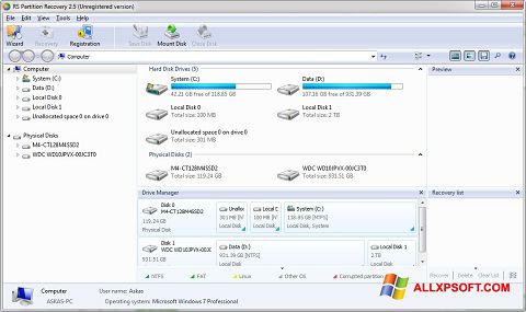 Screenshot RS Partition Recovery Windows XP