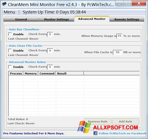 Screenshot CleanMem Windows XP