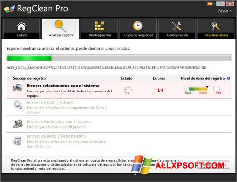 Screenshot RegClean Pro Windows XP