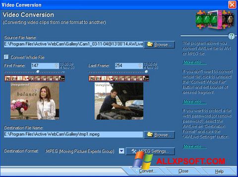 Screenshot Active WebCam Windows XP