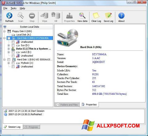 Screenshot Active KillDisk Windows XP