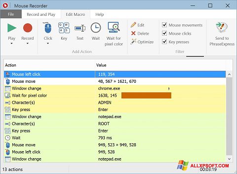 Screenshot Mouse Recorder Windows XP