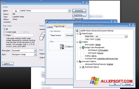 Screenshot CutePDF Writer Windows XP