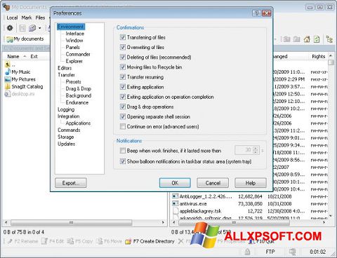 Screenshot WinSCP Windows XP