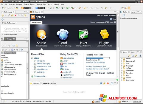 Screenshot Aptana Studio Windows XP
