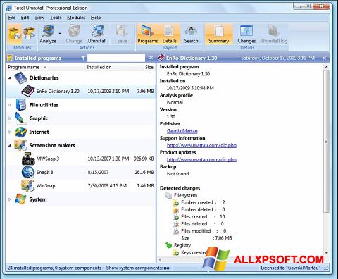 Screenshot Total Uninstall Windows XP