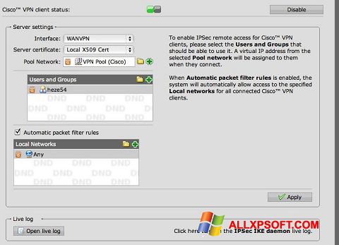 Screenshot Cisco VPN Client Windows XP