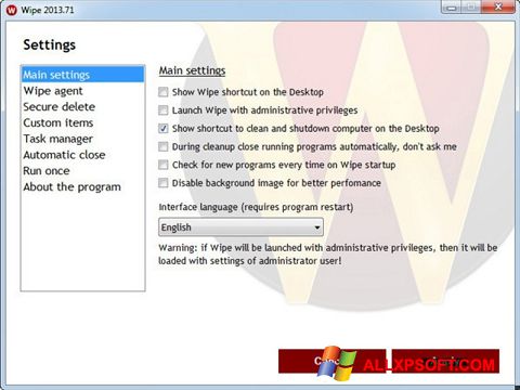 Screenshot Wipe Windows XP