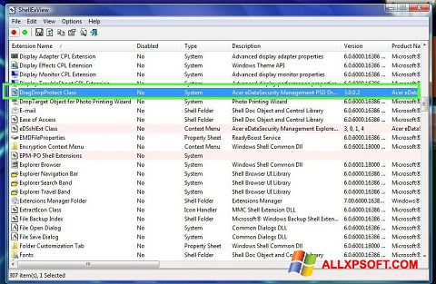 Screenshot ShellExView Windows XP