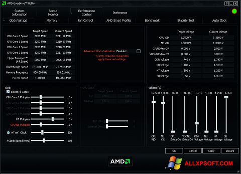 Screenshot AMD Overdrive Windows XP