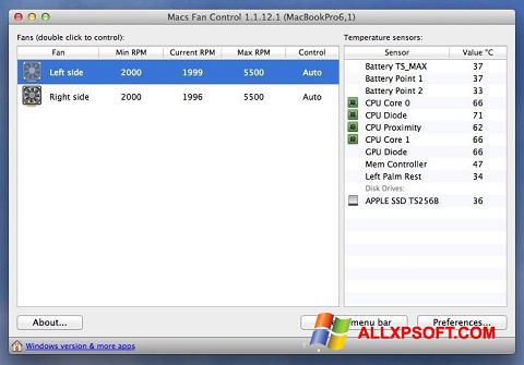Screenshot Macs Fan Control Windows XP