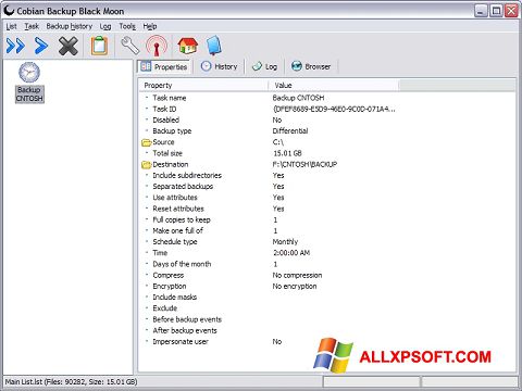 Screenshot Cobian Backup Windows XP