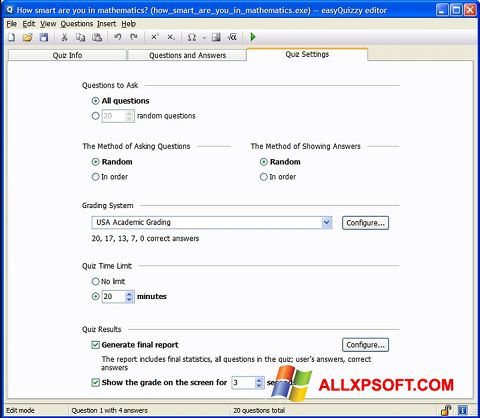 Screenshot easyQuizzy Windows XP