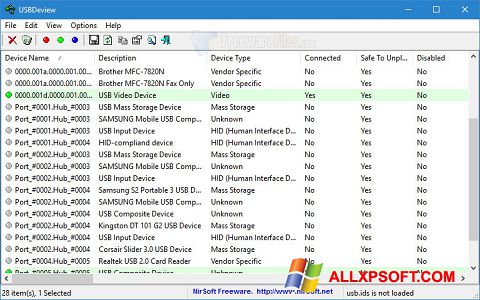 Screenshot USBDeview Windows XP