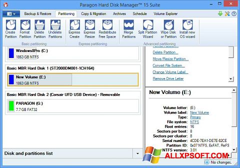 Screenshot Paragon Hard Disk Manager Windows XP