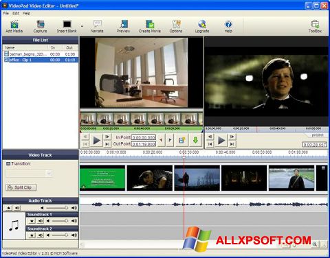 Screenshot VideoPad Video Editor Windows XP