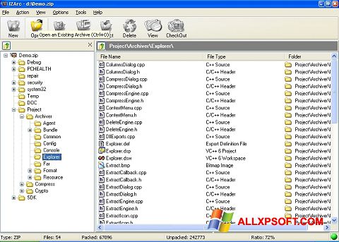 Screenshot IZArc Windows XP