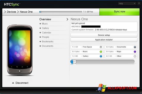 Screenshot HTC Sync Windows XP
