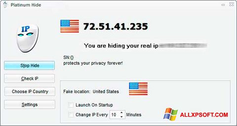Screenshot Hide IP Platinum Windows XP