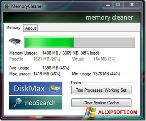 Screenshot Memory Cleaner Windows XP