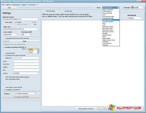 Screenshot Scan2PDF Windows XP