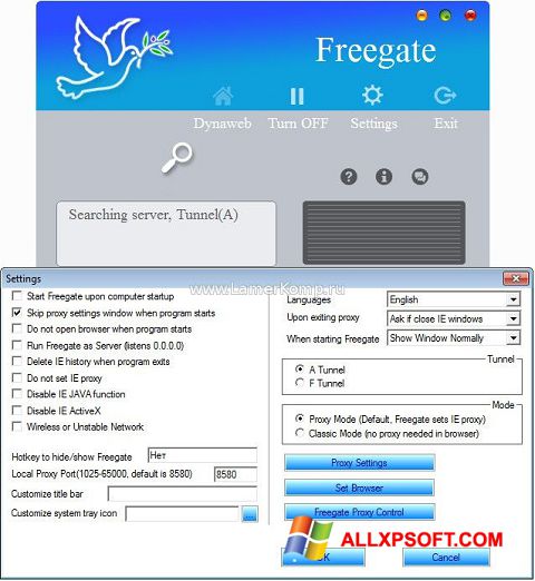 Screenshot Freegate Windows XP