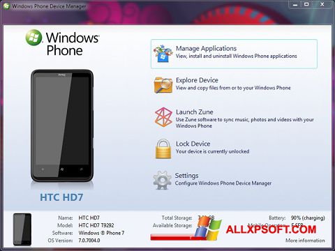 Screenshot Windows Phone Device Manager Windows XP