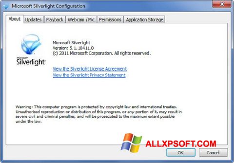 Screenshot Microsoft Silverlight Windows XP