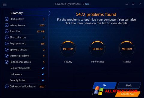 Screenshot Advanced SystemCare Free Windows XP
