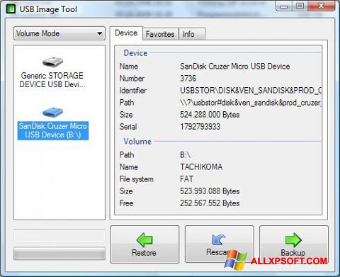 Screenshot USB Image Tool Windows XP