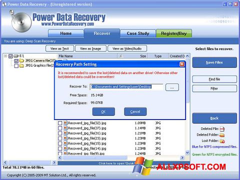 Screenshot Wondershare Data Recovery Windows XP