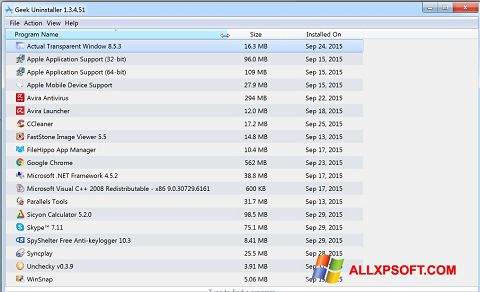 Screenshot Geek Uninstaller Windows XP