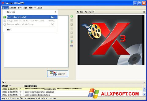 Screenshot ConvertXToDVD Windows XP