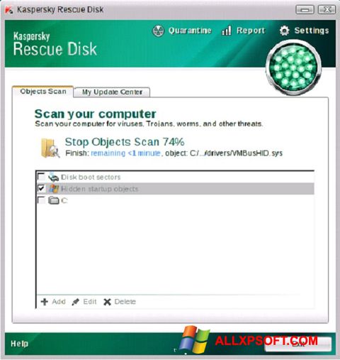 Screenshot Kaspersky Rescue Disk Windows XP